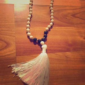 !HOST PICK! White stone tribal tassel necklace